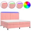 vidaXL Boxspringbett mit Matratze & LED Rosa 200x200 cm Samt