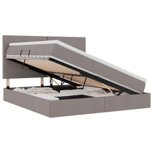 vidaXL Bett mit Stauraum und LED mit LED Taupe 160 x 200 cm Polyester