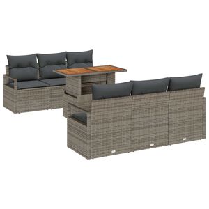 vidaXL Garten-Sofa-Set mit Speicher 7 pcs Grau Poly Rattan