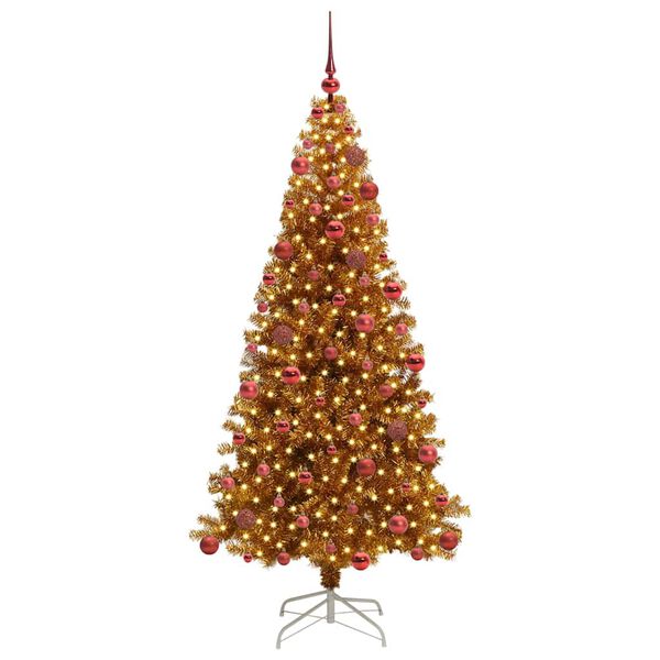 vidaXL Weihnachtsbaum mit 300 LEDs mit Ständer Gold 180 cm Haustier