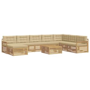 vidaXL Outdoor-Sofagarnitur 9 stk. Wei&szlig; und Beige Massivholz Akazie