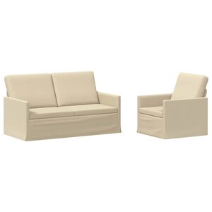 vidaXL Sofa-Set 2 pcs Creme Stoff