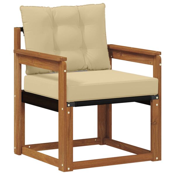 vidaXL Outdoor-Sofa Massives Akazienholz und Textilene Natur