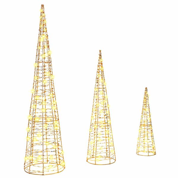 vidaXL Weihnachtsbaum 3 pcs Warmweiß 20 x 20 x 80 cm Haustier