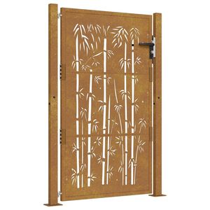vidaXL Gartentor 100x125 cm Cortenstahl Bambus-Design