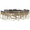 vidaXL 11-tlg. Garten-Essgruppe mit Kissen Beigemischung Poly Rattan