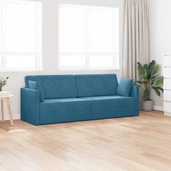 vidaXL Boden-Sofa-Bett 200cm Blau Samt