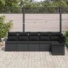 vidaXL Garten-Sofa-Set mit Kissen 6 pcs Schwarz Poly Rattan