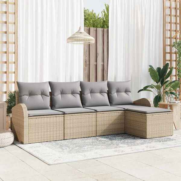 vidaXL Gartensofa-set 5 pcs Beige Poly-Rattan