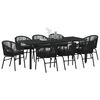 vidaXL Garten Essgruppe 9 pcs Schwarz Pulverbeschichteter Stahl