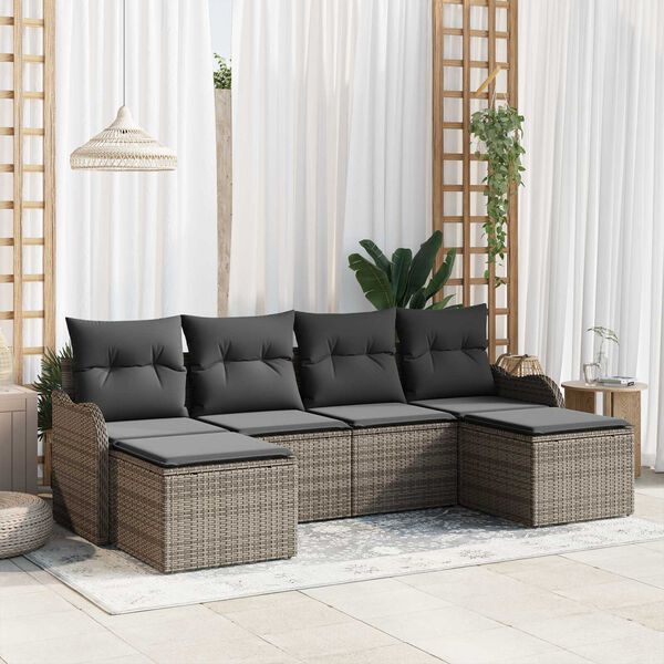 vidaXL Gartensofa-set Grau Poly-Rattan