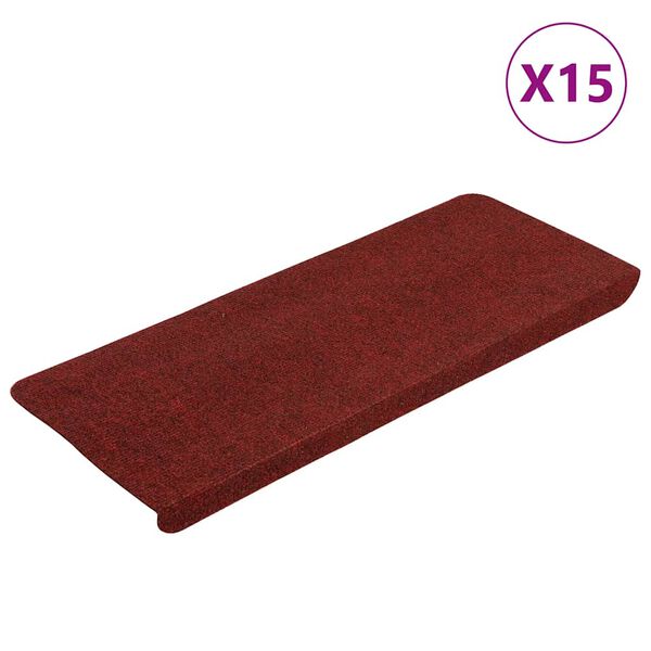 vidaXL Stufenmatten Selbstklebend 15 Stk. 65x24,5x3,5 cm Rot