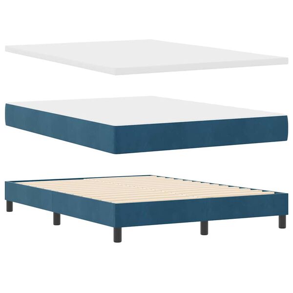 vidaXL Boxspringbett mit Matratze Dunkelblau 140 x 190 cm Samt