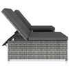 vidaXL Sonnenliegen 2 Stk. mit Tisch Poly Rattan Grau