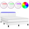 vidaXL Boxspringbett mit Matratze & LED Wei&szlig; 140x200 cm Kunstleder