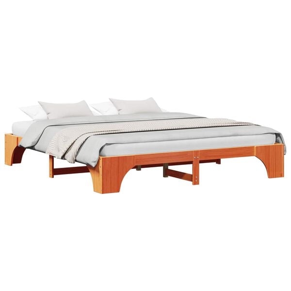 vidaXL Bettrahmen Wachsbraun 200 x 200 cm Massives Kiefernholz