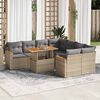 vidaXL 9-tlg. Garten-Sofagarnitur mit Kissen Beige Poly Rattan Akazie