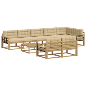 vidaXL Outdoor-Sofagarnitur 9 pcs Wei&szlig; und Beige 79 x 79 x 37 cm