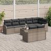 vidaXL Garten-Sofa-Set mit Kissen 9 pcs Grau Poly Rattan