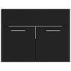 vidaXL Waschbeckenunterschrank mit Einbaubecken Schwarz Holzwerkstoff