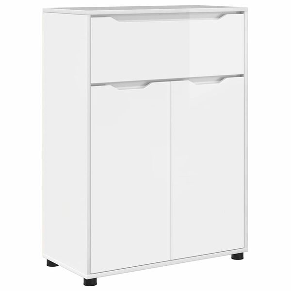 vidaXL Badezimmerschrank mit Regal Hochglanz Wei&szlig; 72,5 x 36,5 x 100 cm