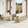 vidaXL Garten-Sofa-Set mit Kissen 9 pcs Beige Poly Rattan