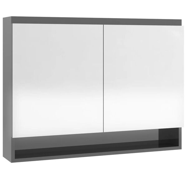 vidaXL Spiegelschrank fürs Bad 80x15x60 cm MDF Glänzend Grau
