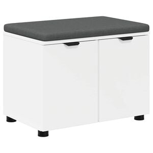 vidaXL Flurbank mit Kissen mit Regal mit Speicher Wei&szlig; 60 x 38 x 46 cm