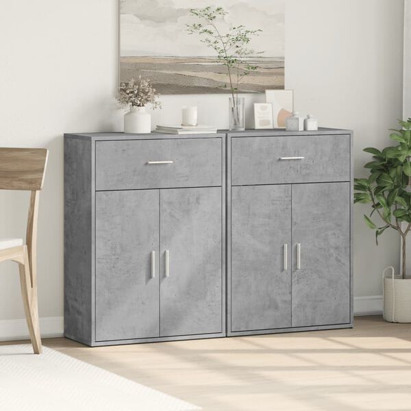vidaXL Sideboards 2 Stk. Betongrau 60x30x84 cm Holzwerkstoff