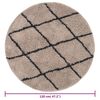 vidaXL Teppich Shaggy Hochflor Beige und Anthrazit &phi;120 cm