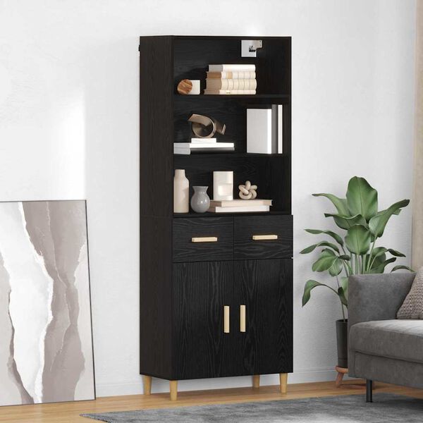 vidaXL Highboard Schwarz Eichen-Optik 69,5 x 32,5 x 180 cm