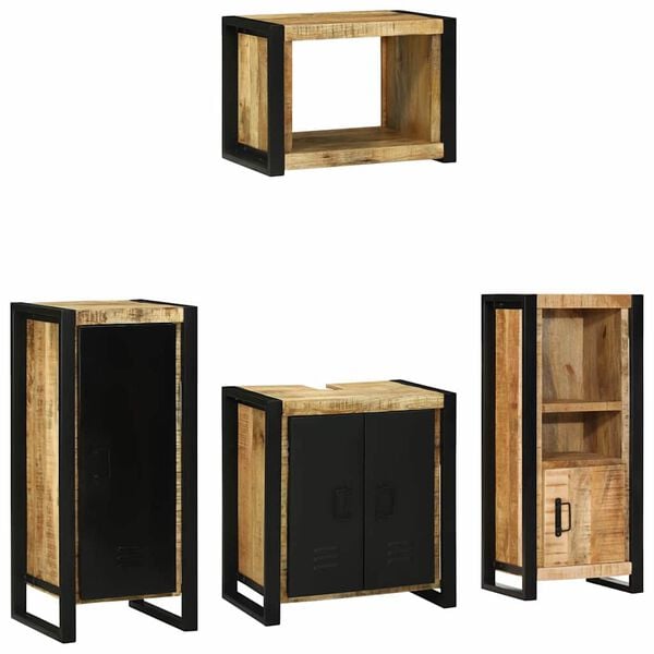 vidaXL Badezimmerm&ouml;bel-Set 4 pcs Braun Massives upgecyceltes Holz