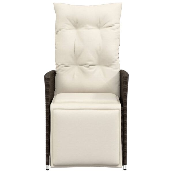 vidaXL Gartensessel Verstellbar mit Kissen Braun Poly Rattan