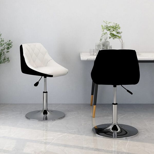 vidaXL Esszimmerst&uuml;hle 2 Stk. Drehbar Wei&szlig; und Schwarz Kunstleder