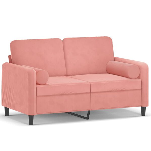 vidaXL 2-Sitzer-Sofa mit Kissen Rosa 120 cm Samt