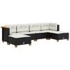 vidaXL 6-tlg. Garten-Sofagarnitur mit Kissen Schwarz Poly Rattan