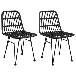 vidaXL Gartenst&uuml;hle 2 Stk. Schwarz 48x62x84 cm PE-Rattan