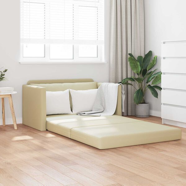 vidaXL Schlafsofa 110cm Creme Kunstleder