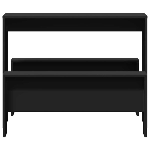 vidaXL 3-tlg. Esstisch und Bank Set Schwarz Holzwerkstoff