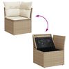 vidaXL 3-tlg. Garten-Sofagarnitur mit Kissen Beige Poly Rattan