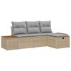 vidaXL Gartensofa-set mit Kissen mit Speicher 4 pcs Beige Poly-Rattan