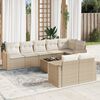 vidaXL 9-tlg. Garten-Sofagarnitur mit Kissen Beige Poly Rattan
