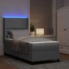 vidaXL LED Boxspringbett mit Matratze Hellgrau 100 x 200 cm Stoff