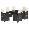 vidaXL 7-tlg. Garten-Essgruppe mit Kissen Schwarz Poly Rattan