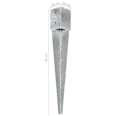 vidaXL Erdspieße 12 Stk. Silbern 10×10×76 cm Verzinkter Stahl