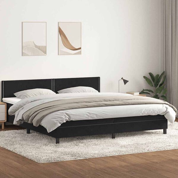 vidaXL Boxspringbett mit Matratze & LED Schwarz 200x210 cm Samt