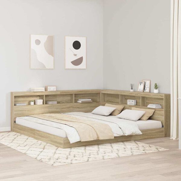 vidaXL B&uuml;cherregal-Bett Sonoma-Eiche 180 x 200 cm Holzwerkstoff