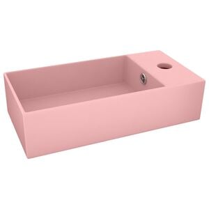 vidaXL Badezimmer-Waschbecken mit &Uuml;berlauf Keramik Matt Rosa