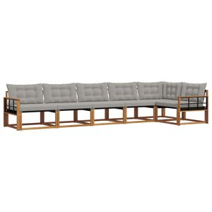 vidaXL Outdoor-Sofagarnitur mit Kissen 6 pcs Nat&uuml;rlich und Hellgrau