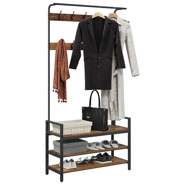 vidaXL Garderobenst&auml;nder Altholz 95 x 34 x 184 cm Holzwerkstoff